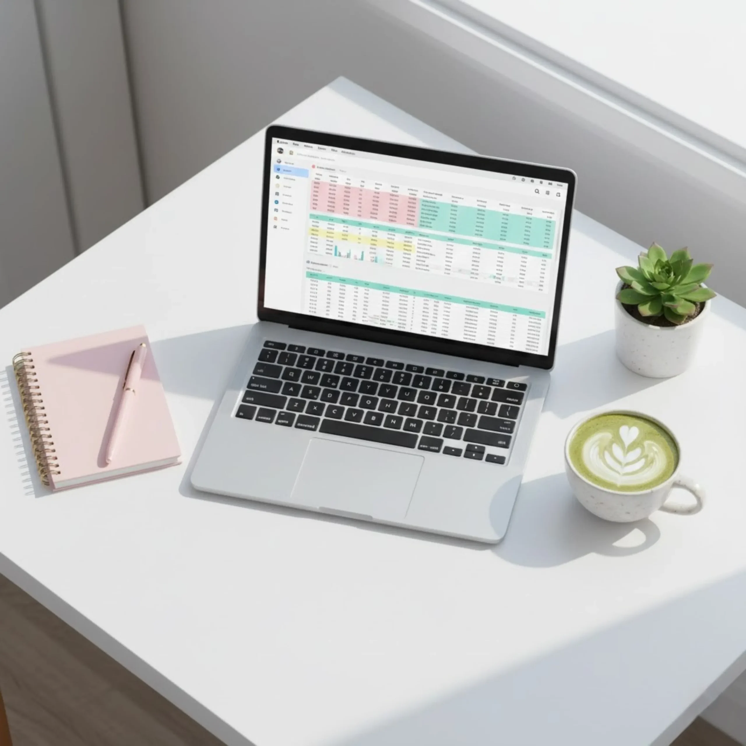 VelvetRows Aesthetic Google Sheets Templates on a laptop