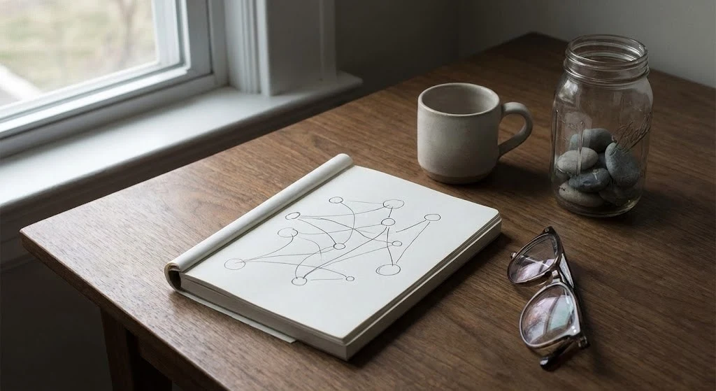 Abstract minimalist design representing steady progress and consistency, header image for a Google Sheets habit tracker template guide.