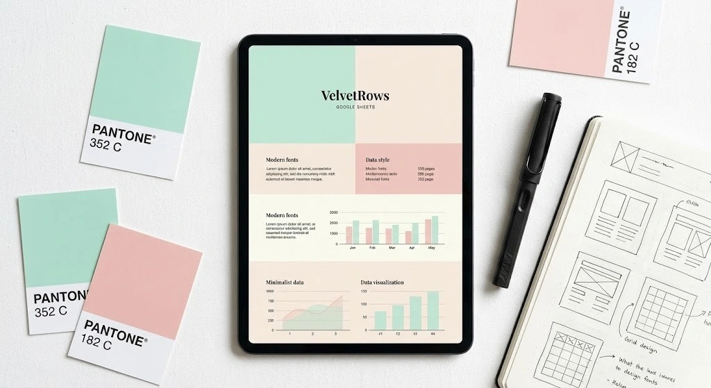 VelvetRows design studio process for aesthetic digital planning.